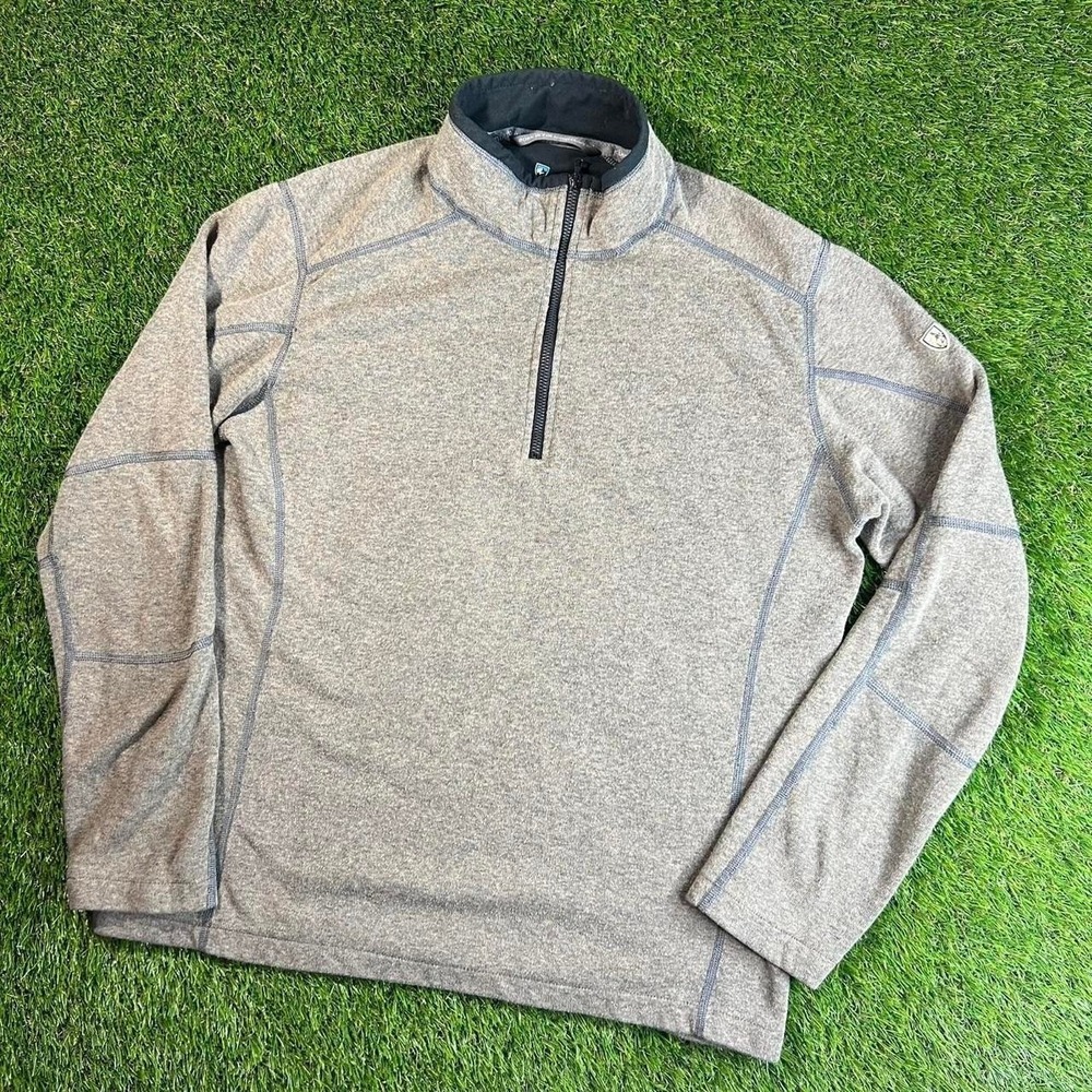 KÜHL Kashmira Quarter Zip Fleece Pullover Mens Medium Heather Taupe